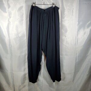 Womens Lightweight Elastic Waist Black Plants with Pockets Wm Sz 1x (18/20)
